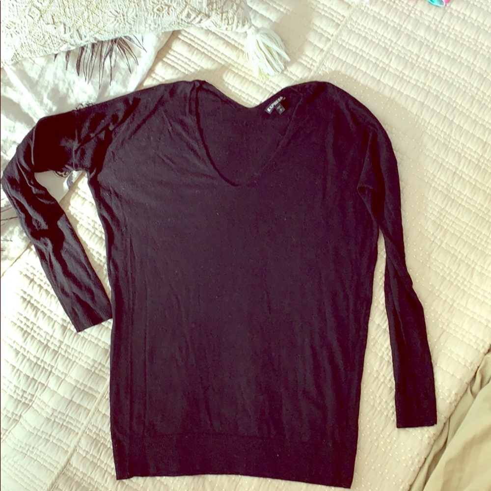 Express Black V neck slouchy soft sweater S